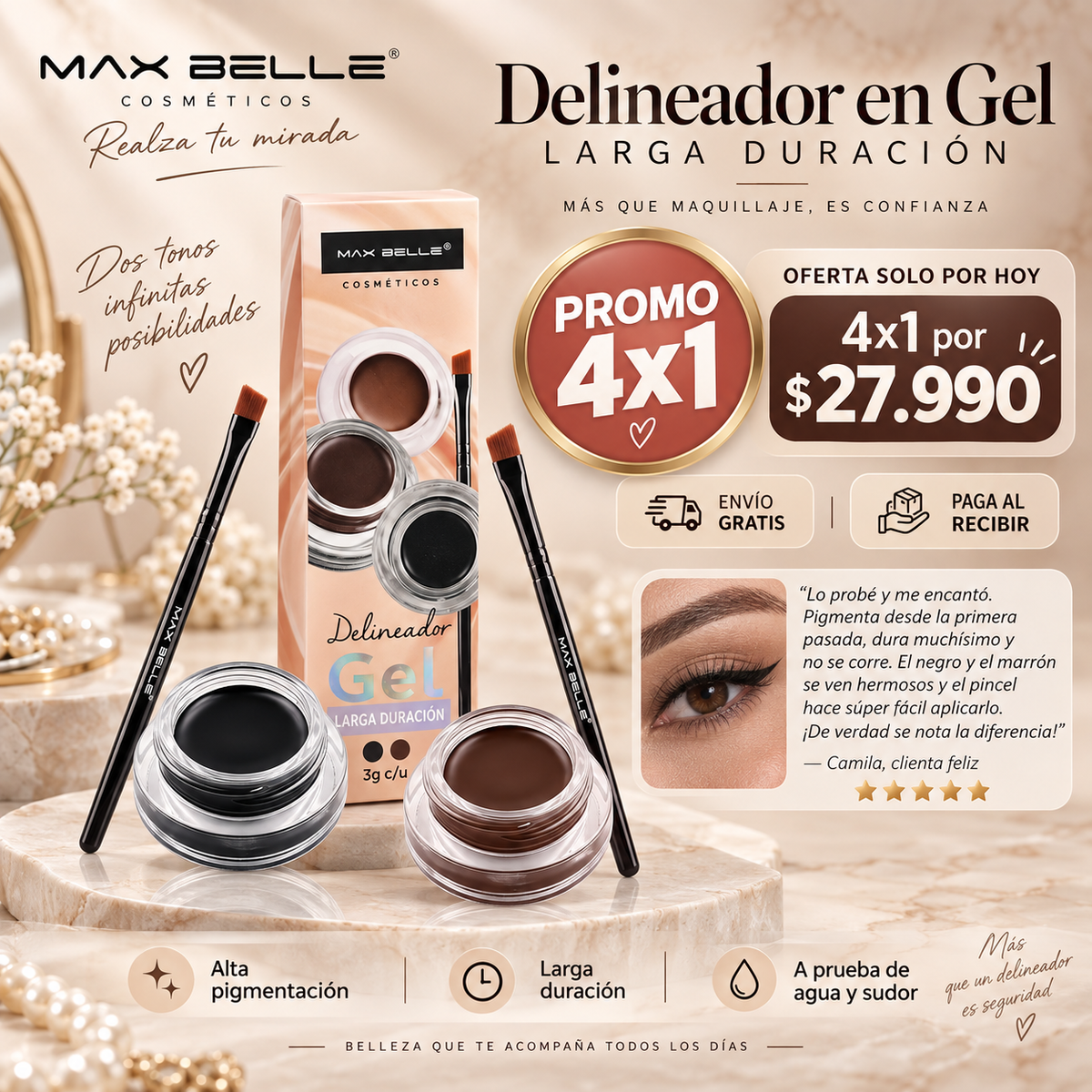 DELINEADOR GEL LARGA DURACION PACK 4X1