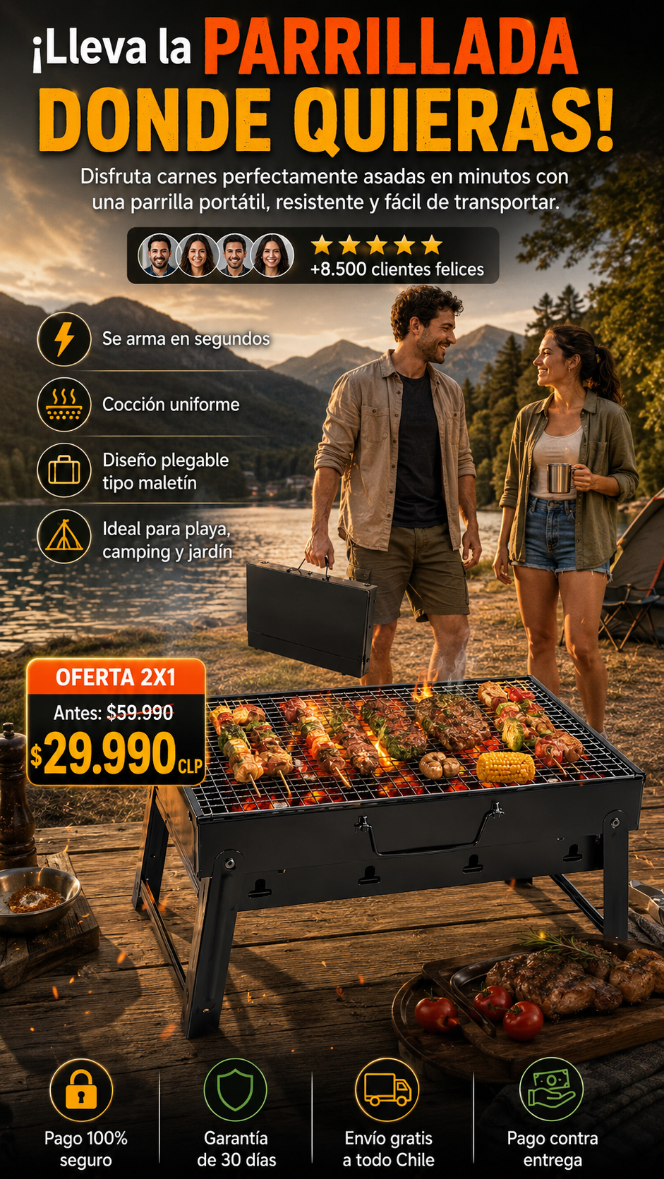 Parrilla Portátil Plegable35×24cm